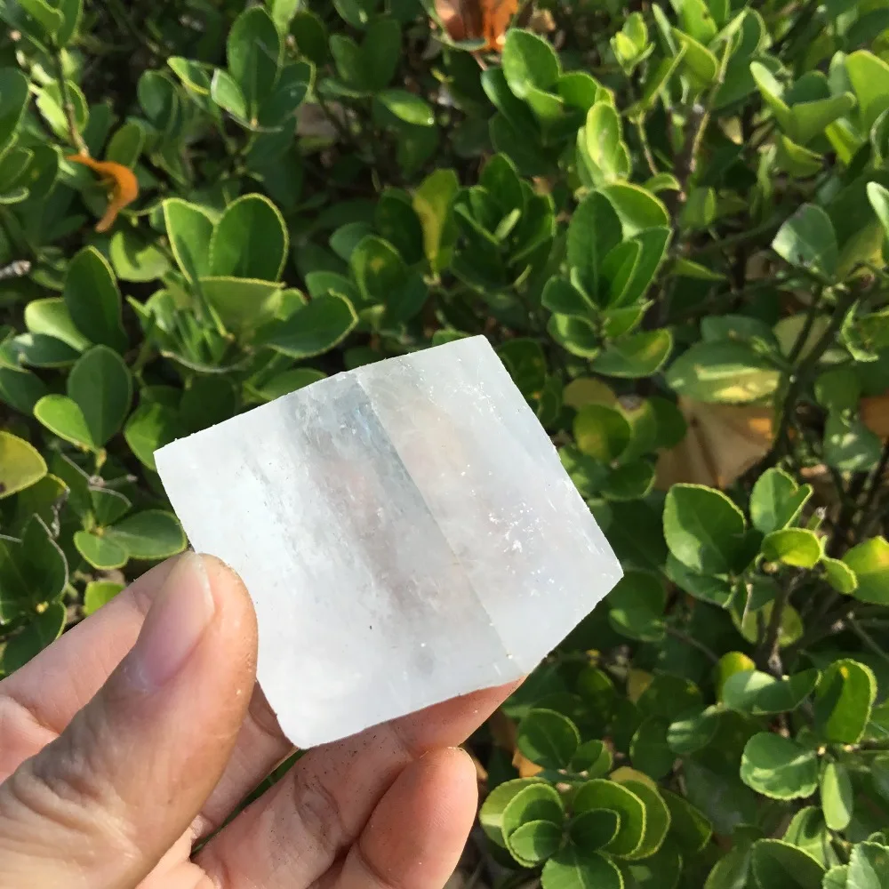 Натуральный неполированный исландский шпат куб необработанный кальцит шероховатый прозрачный кальцит