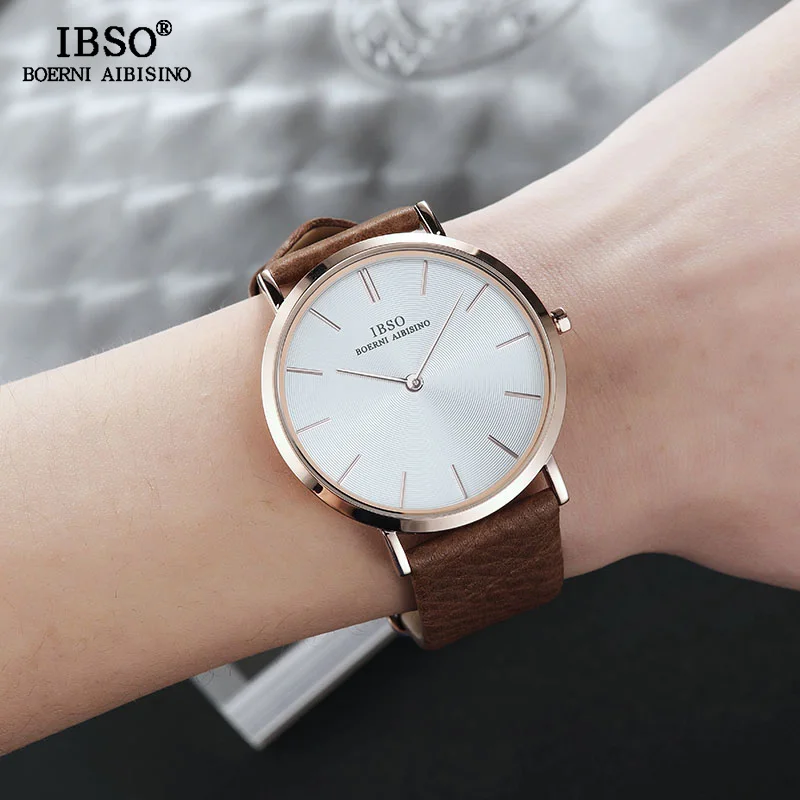 IBSO Top Brand Men's Wrist Watch Ultra-Thin Quartz Simple Black Causal Men Clock Watches Leather Strap Wristwatch IBSO Top Brand Men's Wrist Watch Ultra-Thin Quartz Simple Black Causal Men Clock Watches Leather Strap Wristwatch