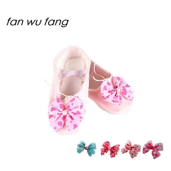 

fan wu fang 2017 New Bowtie Ballet Dance Shoes Women Soft Canvas For Girls Children Slipper Sneakers According The CM To Buy