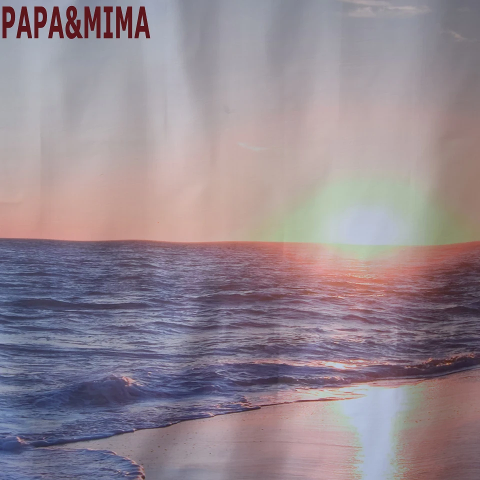 

Papa&Mima sunrise printed Waterproof Shower Curtains Polyester Bathroom Curtains With Hooks Decorative Bathtub