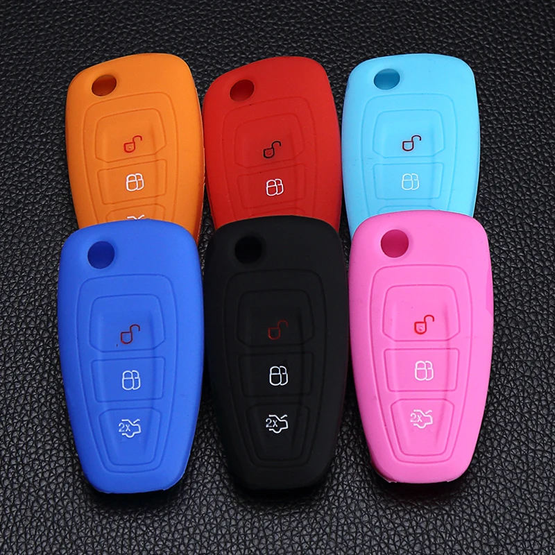 

Silicone Protector Bag 3 Button Car Key Cover Remote Shell For Ford Focus 2 MK3 for Mondeo Fiesta Kuga Escape Ecosport 2013 2014