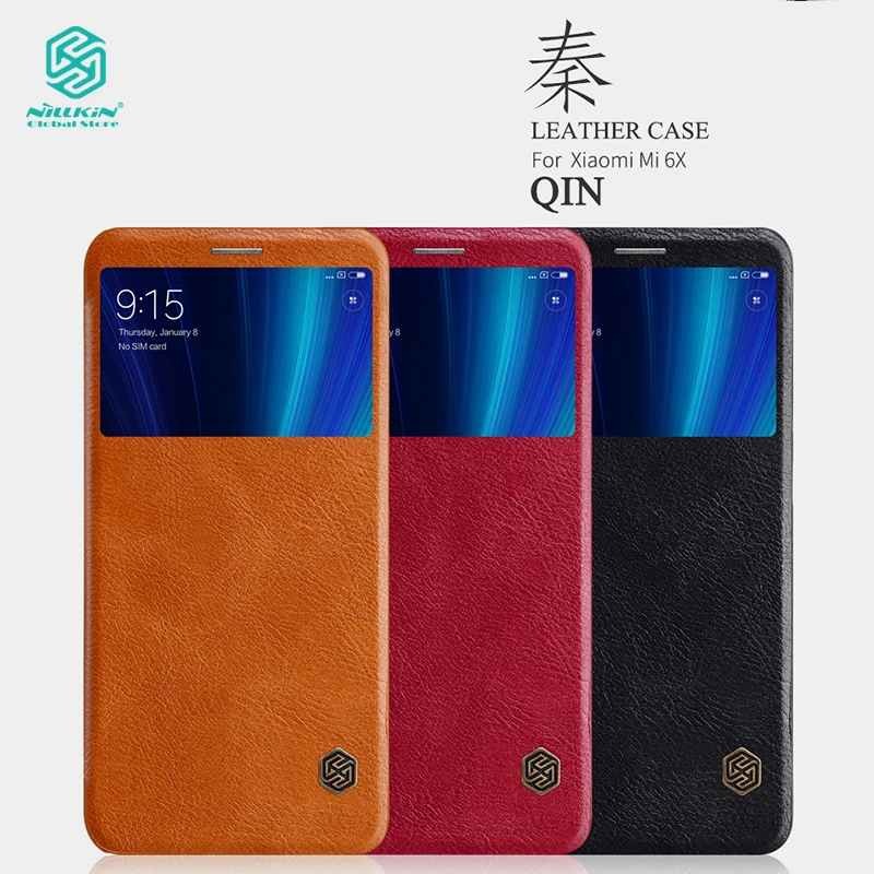 online Nillkin Qin caso Series para Xiaomi Mi A2 6X Phone Cases Bolsas Genuine Luxo Capa de Couro para XIaomi Mi 6X