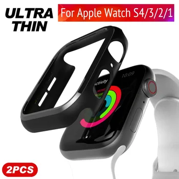 

Bumper for apple watch series 1 2 3 4 PC case slim fit case for iWatch thin protector plastic black frame 40 44 38 42 mm band