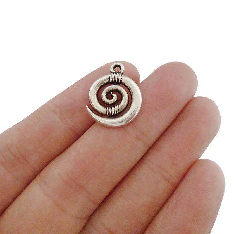 

20 x Antique Silver Vortex Spiral Swirl Charms Pendants for Necklace Bracelet Jewelry Making Findings 19x15mm