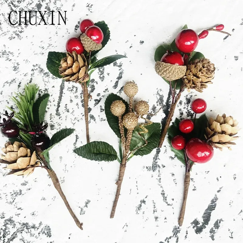 Маленький искусственный цветок Рождественская Сумочка Pinecone DIY аксессуары для