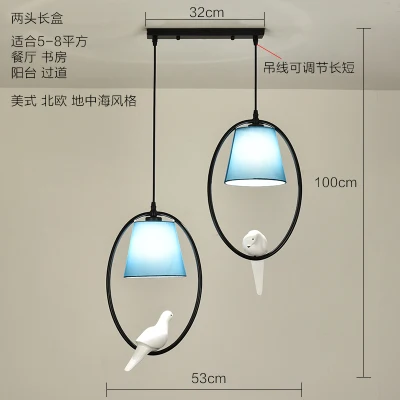 Скандинавский минималистичный креативный обеденный стол Средиземноморский бар столовая птица ресторан спальня кабинет люстра - Цвет корпуса: A-3 Double head