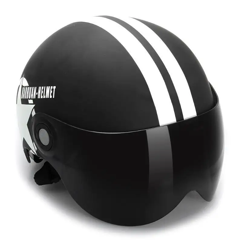 LumiParty мотоциклетный шлем 3/4 с выдвижным выпадающим солнцезащитным козырьком с открытым лицом мотоциклетный шлем с очками r30 - Цвет: Matte black