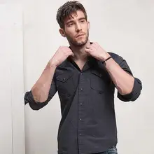 Горячая весна и осень мужские Новые Модные Полосатые повседневные рубашки с вышивкой/S-XL