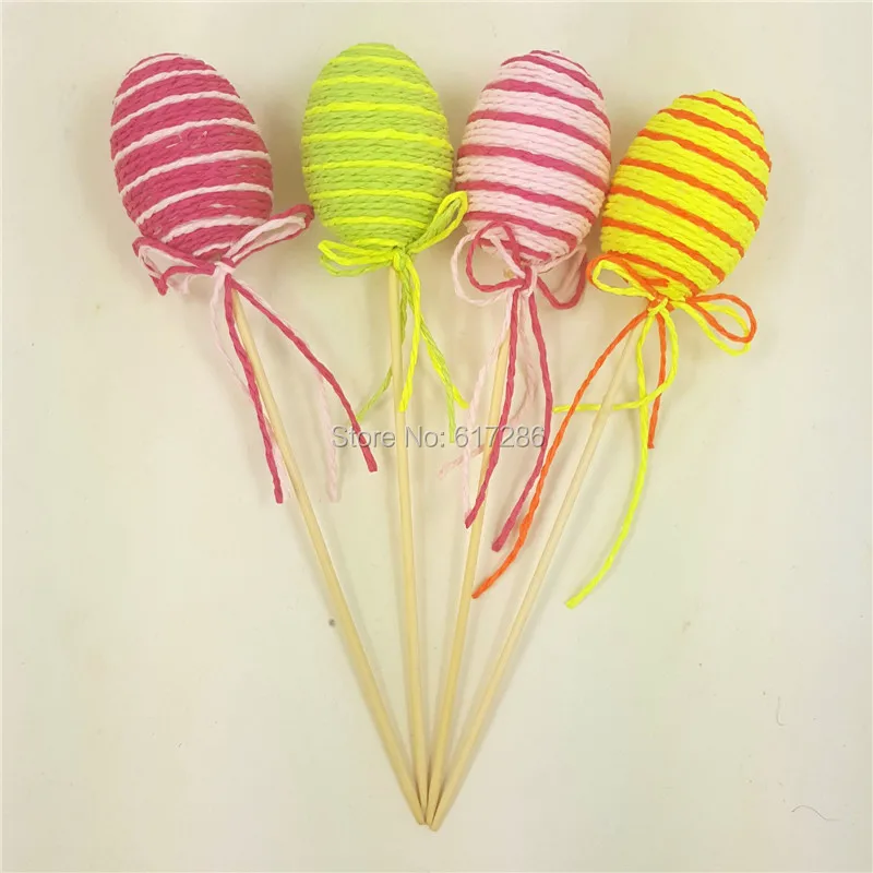 

Pack of 8pcs Easter Eggs with Stick Multicolor Easter Tree Decoration Easter Home Party Favors