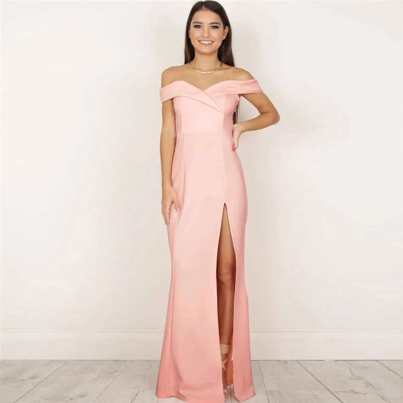 Women Dress New Brand Fashion Elegant Ladies Long Sleeveless Sequins Glittery Sexy Split The Fork Lrregular Dress #4M11 (3)