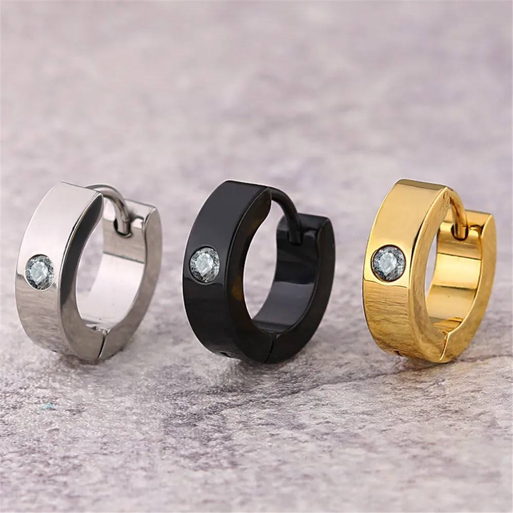 

Fashion women's earrings silver gold stainless steel jewelry trendy zirconia earrings stud men jewellery female accessories