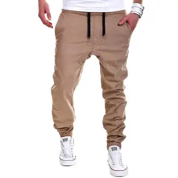 

Sports Men Solid Color Drawstring Long Pants Casual Baggy Trousers Sweatpants