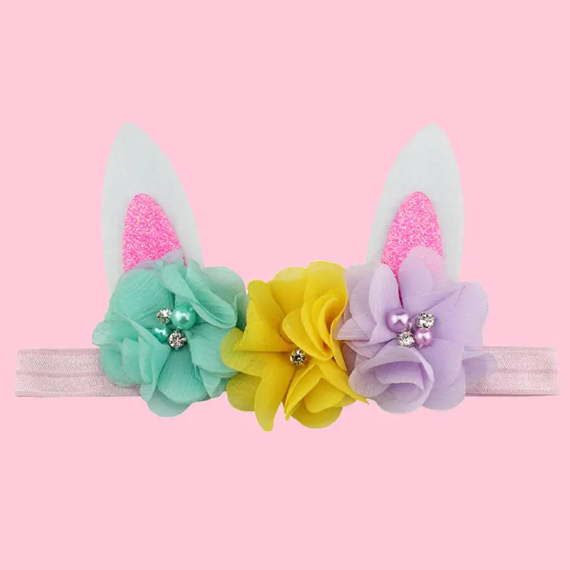BalleenShiny/повязка на голову с искусственным цветком для маленьких девочек; модная детская повязка для волос с милыми заячьими ушками; бандо принцессы для фотосессии - Цвет: 6