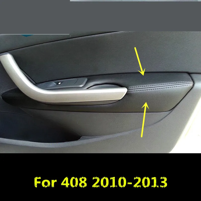 

4PCS Microfibre Leather Interior Doors Armrest Cover For Peugeot 408 2010 11 12 2013 AAB029