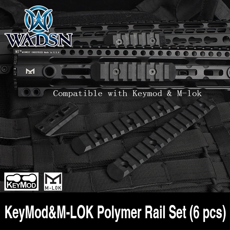 

WADSN Tactical Airsoft KeyMod&M-LOK Polymer Rail Set (6 pcs) Picatinny Cover Handguard Protection Mount MP02013