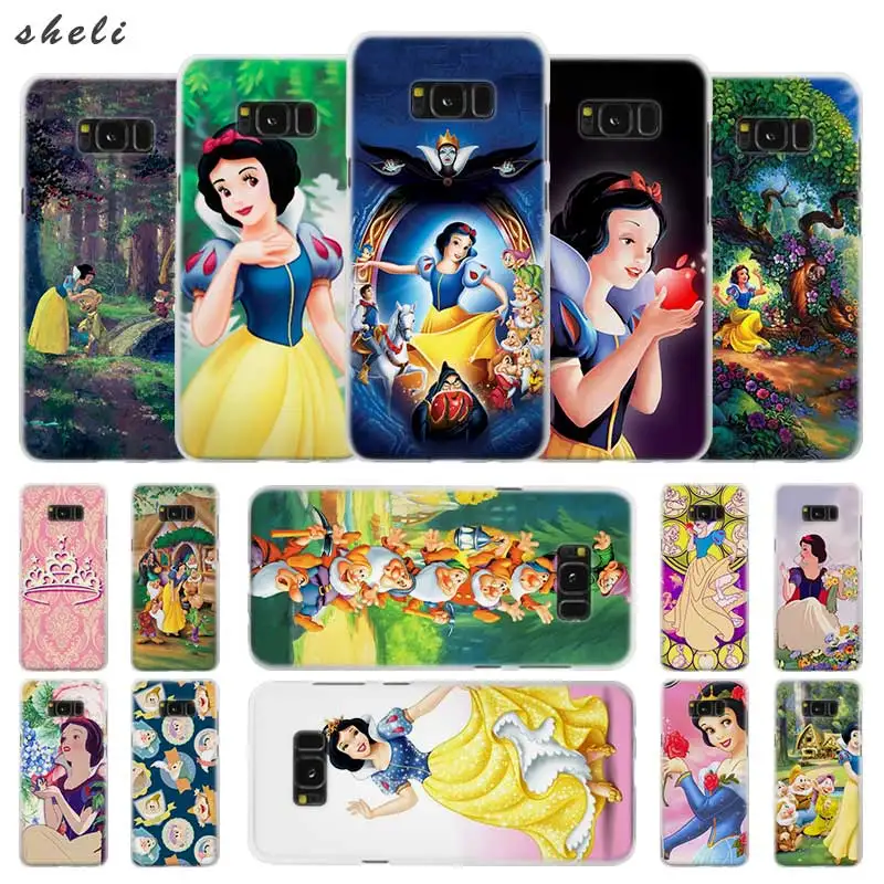 

Sheli Snow White Seven Dwarfs Transparent Patterned hard Case Cover for Samsung Galaxy S4 S5 S6 S7 S8 S9 Plus Edge Mini s10 lite