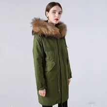 Парка с воротником из натурального меха енота высокого качества зимняя куртка женская верхняя одежда толстая теплая куртка на утином пуху пуховое пальто Feamle