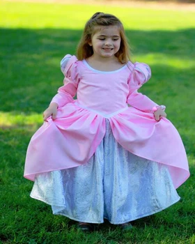 

Girls Dresses Costume The Little Mermaid Ariel Pink Dining Gown Kids Princess Cosplay Party Fancy Dress