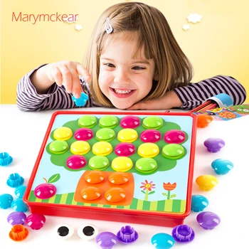 

2018 New Kids Toy Genius Art 1 set Educational Toy Learning Toy Colorful Jigsaw for Children Mushroom Nail Kit Picture Puzzle