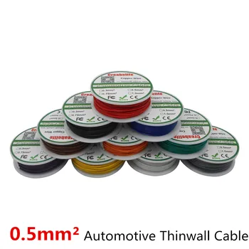 

10m/lot Spool Package 0.5 MM2 Auto Cable 12/24V 16/0.2mm Stranded Copper Wire Cores Thinwall Car Vehicle Wire Connection Wire