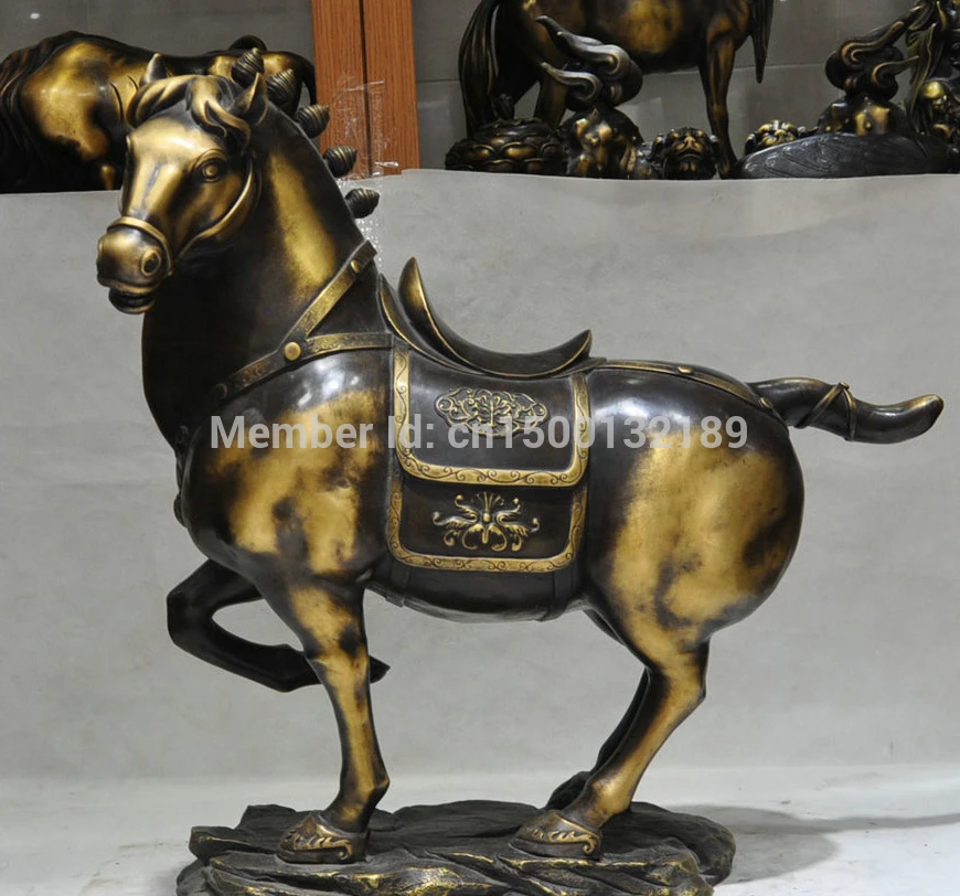 

xd 00121 24' Chinese Fengshui Bronze Zodiac Year Horse Successful Running Animal Statue