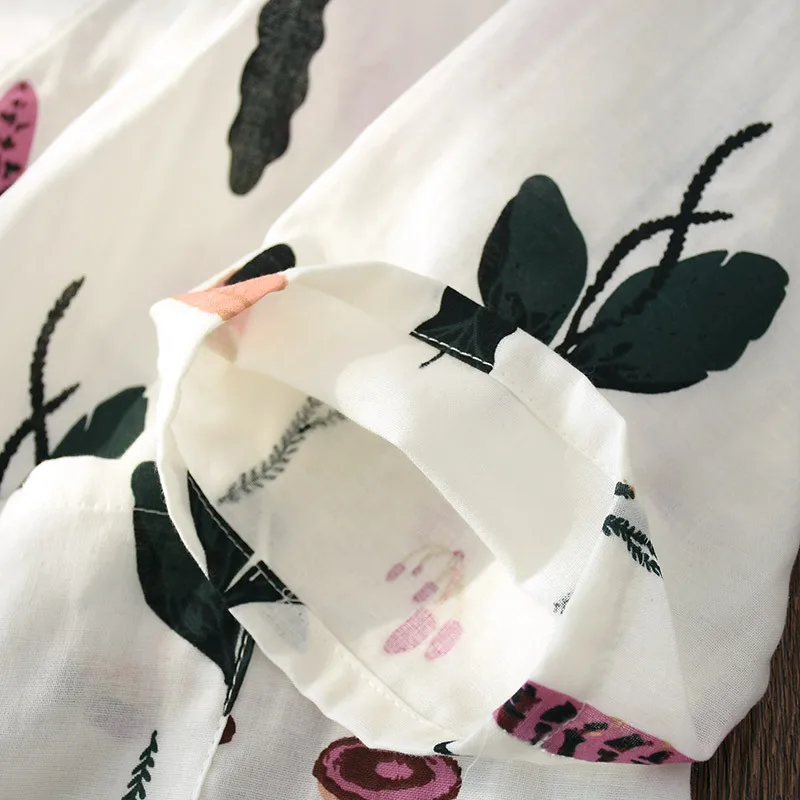 Новинка Свежий натуральный Фламинго кимоно халаты Для женщин летние халаты в японском стиле 100% газовое платье из тонкого хлопка