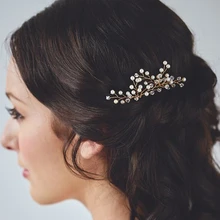 KMVEXO 1 шт. свадебный цветок с кристаллами шпильки для волос ручной работы жемчужная шпилька элегантный головной убор Свадебные украшения для подружки невесты аксессуары для волос