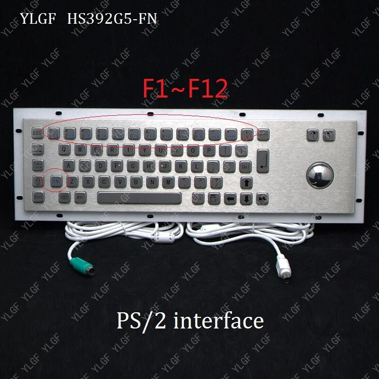 

Metal keyboard, YLGF HS392G5-P-FN PS/2 Interface embedded keyboard Waterproof (IP54), dust, anti violence