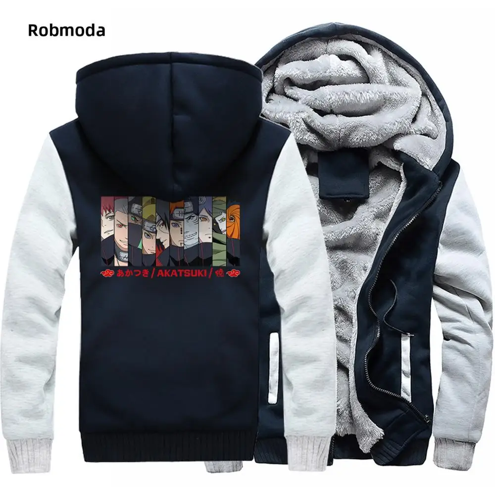 

Japan Anime Naruto Sasuke Kakashi print men'shooded sweatshirt Plus velvet Thicken Raglan hoodies man clothing coat Harajuku Top