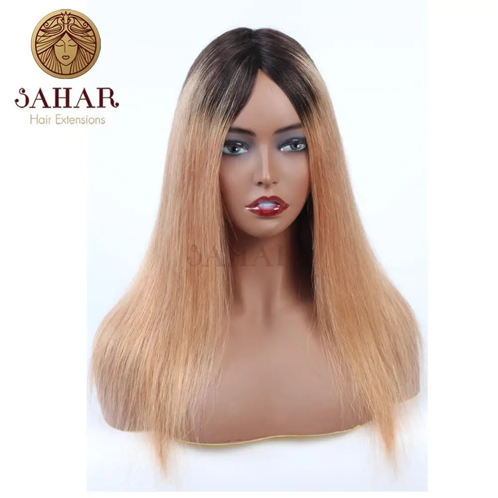 

SAHAR Honey Blonde Color Extensions Brazilian Straight Remy Hair L-shape Lace Front Wig 100% Human Hair piece Wig