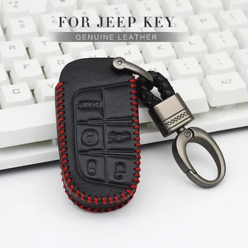 

Genuine Leather Car Remote Key Case Cover For Jeep Renegade Grand Cherokee Compass 2017 2018 Wrangler JK Key Shell Accessories