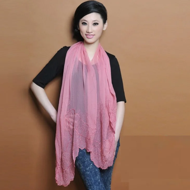 

25% Discount for 10 pcs or more Hot Sale 100% Silk Scarf Muslim Hijab Muffler Shawl Embroidery quality Wrap Floral New Scarves