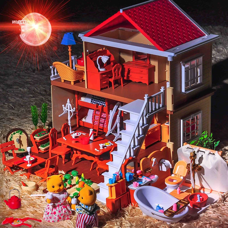 

suit for forest Family 1:12 Full set villa doll house dining room kitchen set mini furniture DIY pretend toy gift Christmas