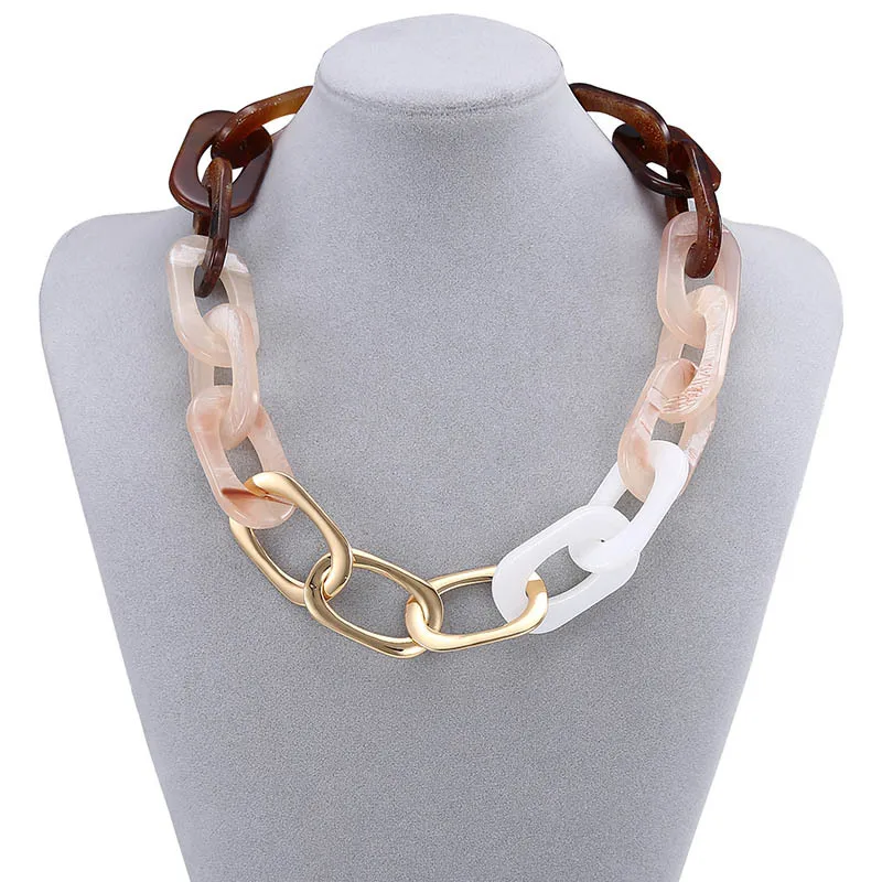 Эффектное ожерелье чокер Женская акриловая цепь Kolye Colar Harajuku Collares ювелирные