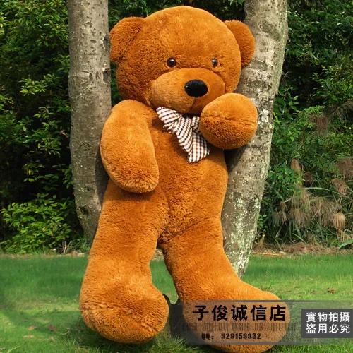 ФОТО lovely huge bear toy plushed toy cute big eyes bow stuffed bear toy teddy bear birthday dark brown 100cm