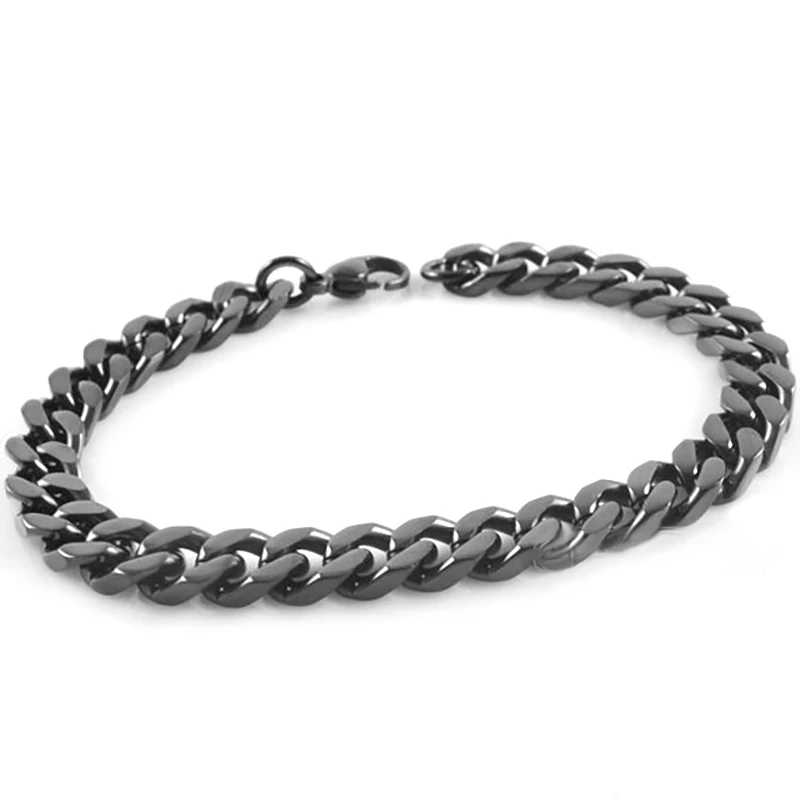 GOKADIMA 8.6", 8mm, HAND CHAIN, Black Bracelet For Men Stainless Steel