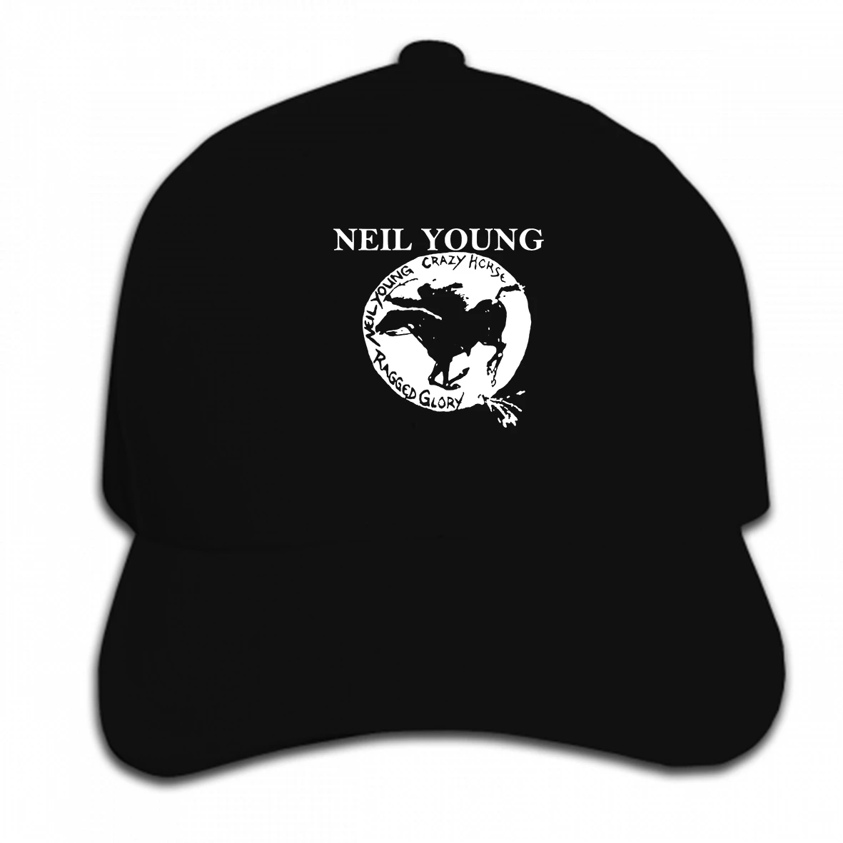 Бейсболка с принтом на заказ Neil Young Crazy Horse унисекс Ретро стиль рок лошадь рваная