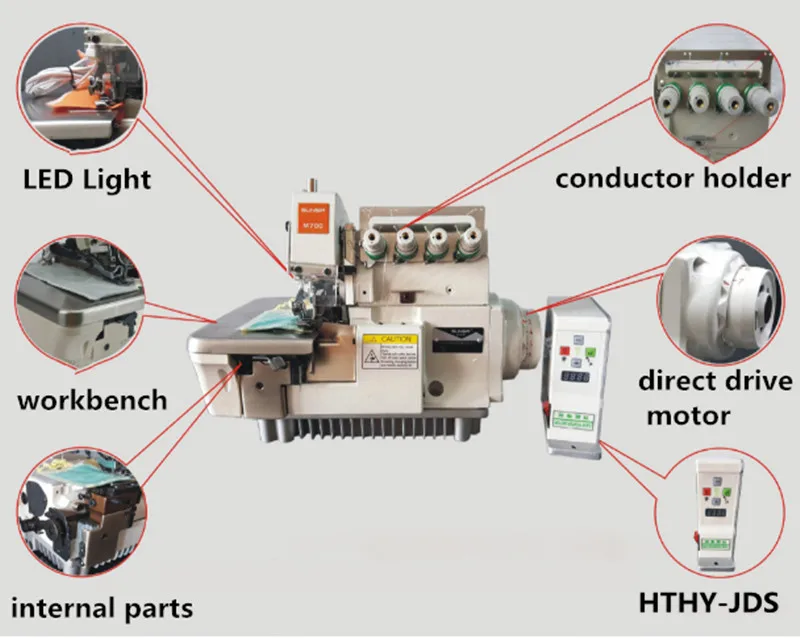 Высокоскоростная Швейная машина оверлок Промышленная 4 Резьбовая обрезная легко управляемая оверлок мотор регулируемый