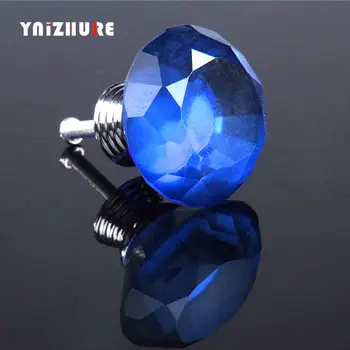 

10 Pcs Hot Selling Ocean Blue 40MM Diamond Shape Crystal Glass Drawer Cabinet Pull Handle Knob Blue High Quality