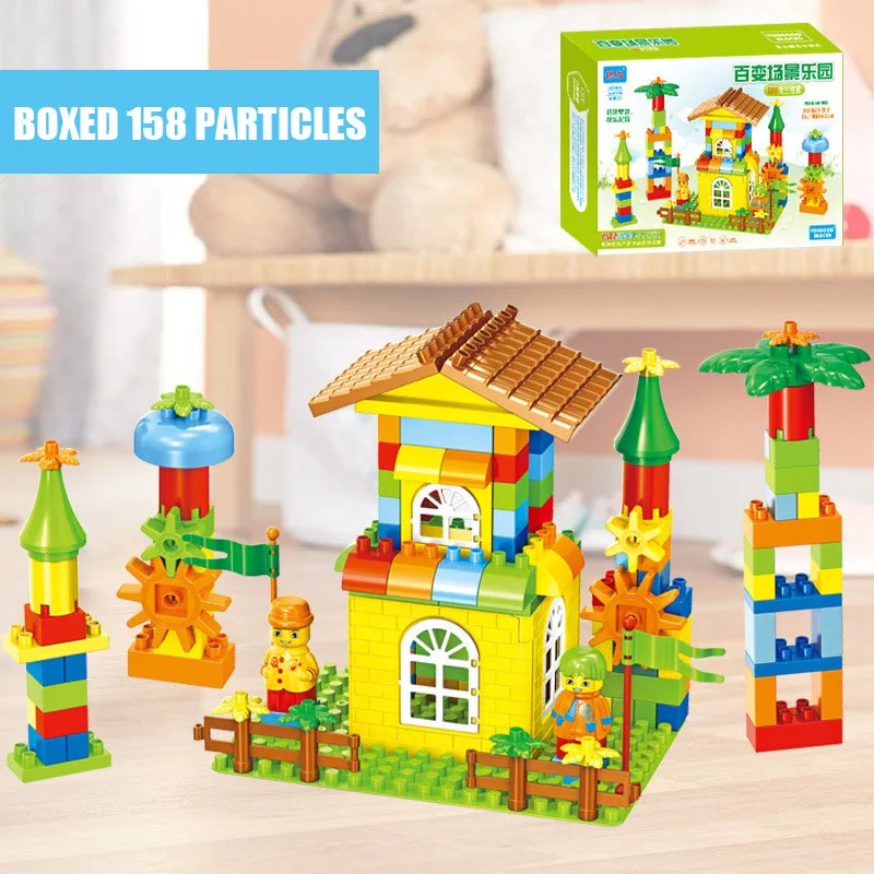 Дизайн строительные блоки игрушки строительный набор для детей мальчиков дети совместим с Duplo кирпичная образовательная модель дворца - Цвет: 158pcs