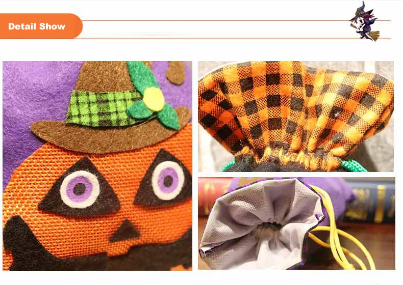 Halloween Gift Drawstring Bag Polyester Birthday Packaging Bag Christmas Wrap Treat Trick Children Halloween Witch Organizer (13)