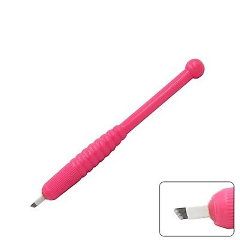 PINK Disposable 블레이드가있는 Microblade Pen CF / U 바늘 9 - 문신 및 바디 아트