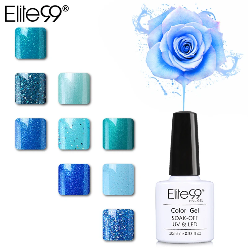 

Elite99 10ml Blue Color Series UV Gel Nail Polish Top Base Coat Needed Soak Off Nail Gelpolish Varnishes All 36 Colors Wholesale