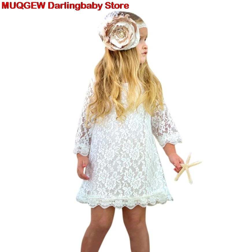

Toddler Kids Girls Long Sleeve Lace Princess Sundress Formal A-line Girl Dresses Fashion Summer Children Clothing Girls Dress