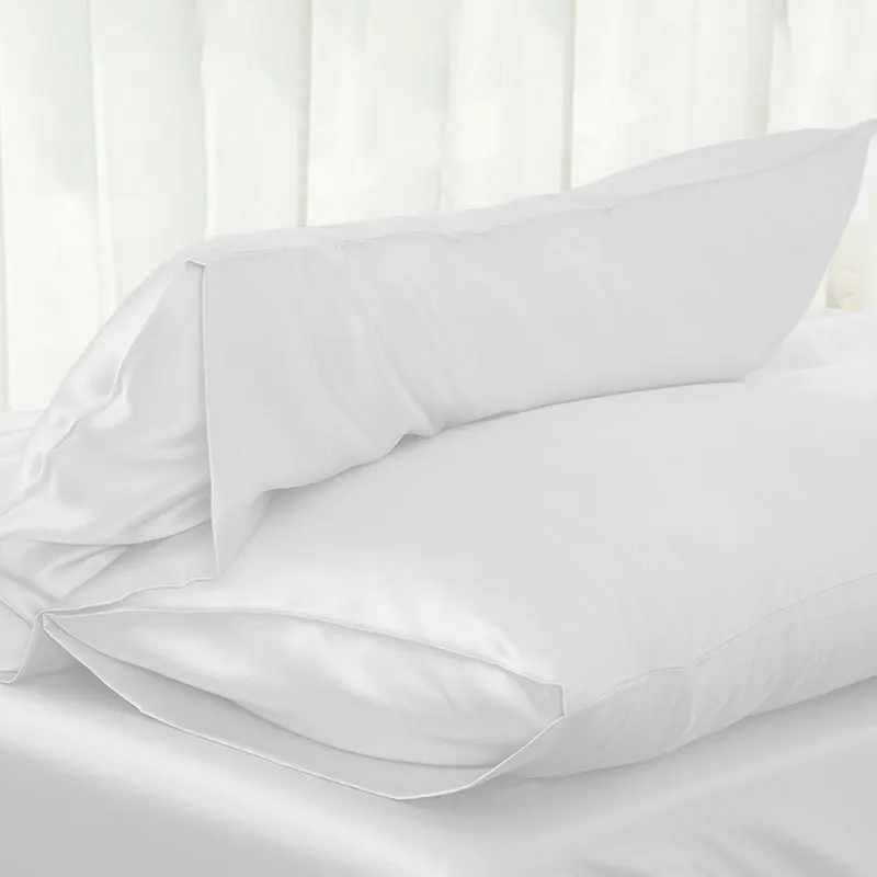 Однотонный Королевский Стандартный Шелковый атласный чехол для подушки, постельные принадлежности, наволочка для подушки, гладкий домашний чехол - Цвет: Белый