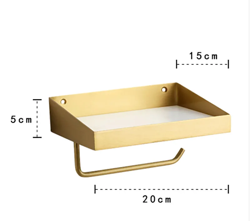 Латунь Бумага кронштейн для Ванная Комната Полка Настенная Роскошные Ванная комната полки Бумага держатель