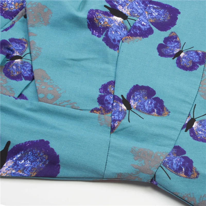 Kostlich Butterfly Print Autumn Dress Women 2017 Blue Audrey Hepburn 50s Vintage Dress Swing Rockabilly Elegant Party Dresses (11)