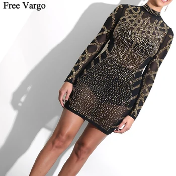 

Hologram Flapper Dress Rhinestone Bodycon Long Sleeve Stage Wear Burning Man Women Party Dance Showgirl Singer Outfit Dresses