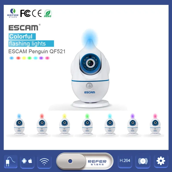 H.264 1/4 'ɼMOS escam QF521 панорамирования/наклона Wi-Fi радионяня ip-камера ONVIF P2P датчик