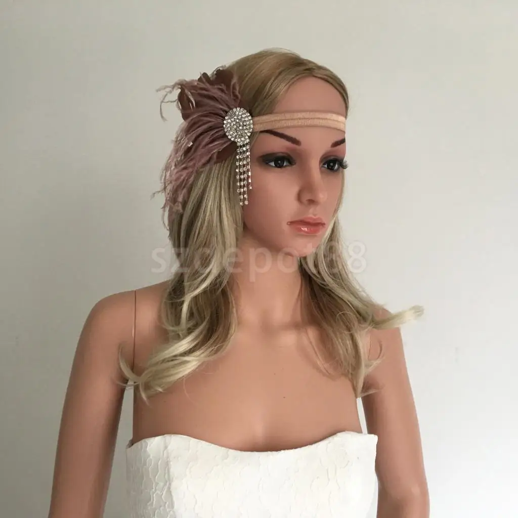 Женская эластичная повязка на голову 20s Gatsby Стразы для украшения лба свадебные аксессуары для волос кофе